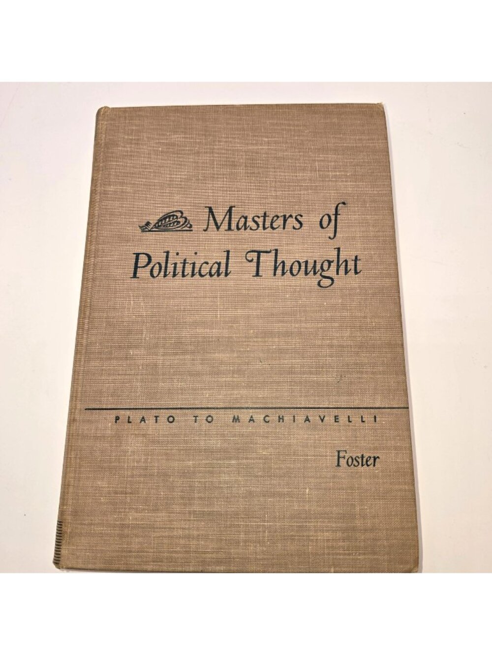 Masters Of Political Thought Vol 1 Plato To Machiavelli 1941 Hardcover 17225CM